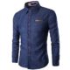 DAY.LIN Herren Hemd Herren Beiläufig Langarm-Shirt   Business Slim Fit Hemd Cowboy Bluse oben Herren Pocket Rechtschreibung Langarm Shirt Jeanshemd (Marine, L=EUM)